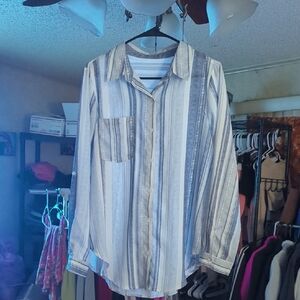Striped Button Down Shirt for Women